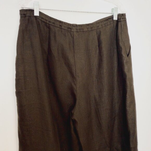 Talbots Black Irish Linen Drawstring Waist Pants - Picture 7 of 7